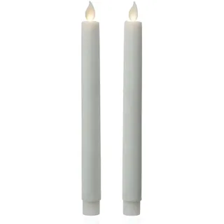 LED Stabkerzen Tafelkerzen bewegliche Flamme H: 24cm 2er Set weiß