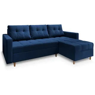 Masseno Ecksofa, Blau, Holz, 3-Sitzer, L-Form,L-Form, 220x140 cm, Wohnzimmer, Sofas & Couches, Wohnlandschaften, Ecksofas