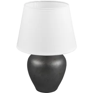 Reality Leuchten Tischlampe ABBY, Nickelfarben matt - Weiß - Keramik - H 26 cm - E14
