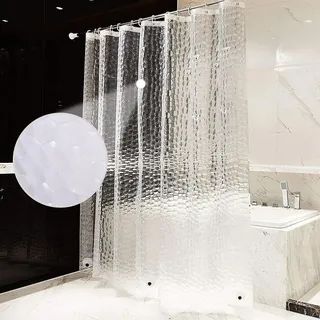 AiQInu Duschvorhang 200x200 3D Eva Transparent Antischimmel Shower Curtains mit Gewicht Bleiblock Unten, Wasserdichter Badezimmervorhang Umweltfreundlich Waschbar Duschvorhänge mit 13 Haken