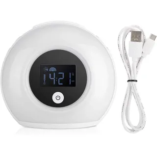 Wecklicht, 5-Farben-Modus Natürlicher Weckwecker Nachtlicht Nachttischlampe, Digitale Moderne Uhr mit Bluetooth-Lautsprecher für Kinder, Schlafzimmer