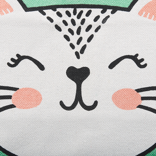 Kinderteppich Baumwolle grün 60 x 90 cm Katzenmotiv Kurzflor HOWRAH