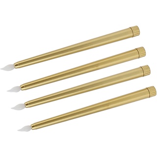 Akozon 4 Stück LED, Sicher, Umweltfreundlich, Warmes Licht, Elektrische Stabkerze, Weiße Kerzen, Rauchfrei, Flammenlos (GOLD)
