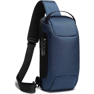 XDeer Schultertasche Brusttasche,Wasserdichte Herren Umhängetasche,Sling Bag, Schultertasche mit USB-Aufladung,Crossbody Sling Rucksack blau
