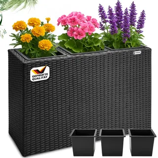 CASARIA Casaria® Polyrattan Blumentopf Schwarz