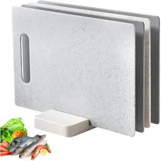 Pa Schneidebretter, 4-teiliges Schneidebrett Mit Halter, Kunststoff-schneidebrett-set, Rutschfestes Schneidebrett Mit Griffen, Frühstücksbrett Für Fleisch, Gemüse, Obst