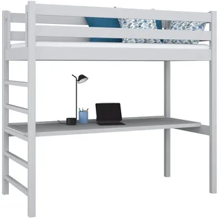 N-Wood Hochbett, Grau, Holz, Echtholz,Kiefer, 80x200 cm, FSC 100%, EN 71, Handmade in Europe, Handmade Quality, Hergestellt in Europa, Real Wood, Kinder- & Jugendzimmer, Kindermöbel, Kinderbetten, Hochbetten