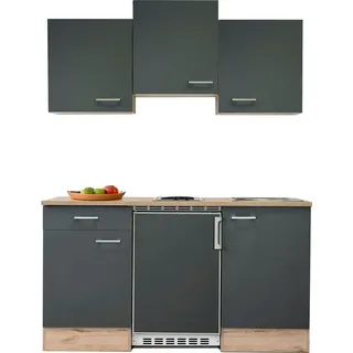 Flex-Well Küchenzeile Morena 150 cm E-Geräte basaltgrau/san remo eiche