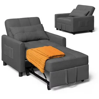 Bealife Relaxsessel Schlafsessel, Aufgerüsteter Liegesessel, klappbar, 191 cm grau