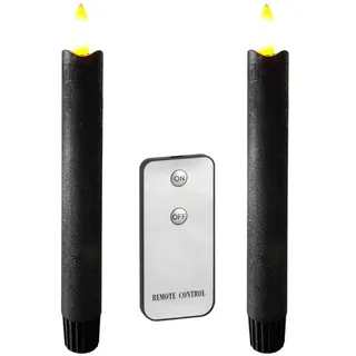 Coen Bakker Deco BV LED-Kerze (Set, 3-tlg), Stabkerzen mit Fernbedienung schwarz 18cm 3D-Flamme schwarz