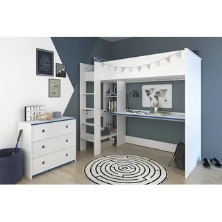 Parisot Hochbett extra hoch, mit Kommode, "Smoozy", Blau/Pink NEU