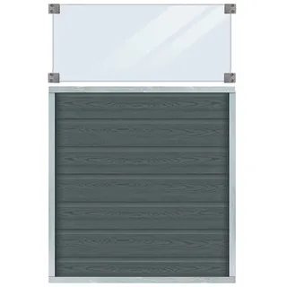 Plus Holz Sichtschutzzaun Artura WPC Schiefergrau mit Glas 90 cm x 135 cm