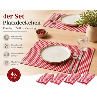 texpot Platzset Tischset Platzset Landhaus Karo Baumwolle Bauernkaro Vichy, (4-St) rot