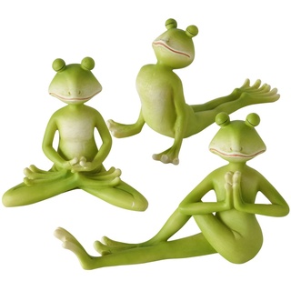 BOLTZE Dekofigur Indoor - Modell Yoga Frösche Set 3-TLG. - Tier Figur Deko Frosch Heimdeko