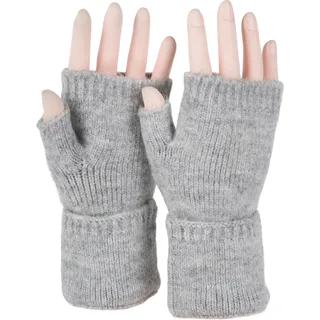Strickhandschuhe STYLEBREAKER "Fingerlose Strickhandschuhe Einfarbig", Damen, grau (hellgrau meliert), Obermaterial: 100% Polyacryl PAN., Modisch, Handschuhe