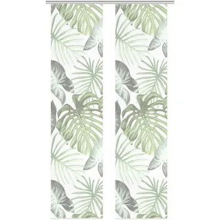 Flächenvorhang Sanja, Grün, Textil, Graphik, 60 cm, Oeko-Tex® Standard 100, mit Beschwerungsstab, Flauschband, Öffnung für Paneelwagen, Wohntextilien, Gardinen & Vorhänge, Schiebegardinen