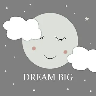 Babywanddeko Dreaming Moon, Grau, Natur, Holz, Kunststoff, 50x50x3 cm, Babymöbel, Kinderzimmer-Deko, Babyzimmer Wanddeko