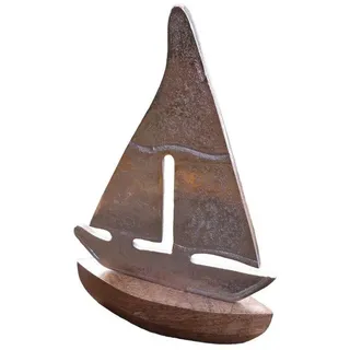 Deko-Impression Dekoobjekt Segelboot Maritimes Deko-Objekt Deko-Aufsteller Holz + Aluminium 23cm (1 St)