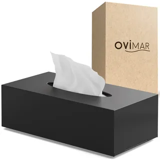 ovimar Kosmetiktücher Box Gronnoya | aus edlem Edelstahl | schwarz matt | Taschentuchspender, Papierhandtuchspender oder Kosmetiktuchspender für Bad, Küche oder Esstisch