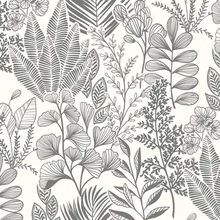 Fiula Selbstklebende Tapete Klebefolie Möbel Blätter Tropical 41CMx3M Möbelfolie Selbstklebend Blumentapete Vinyl Wasserdicht DIY Wandbelag für Wohnzimmer Schlafzimmer Beige Grau Wallpaper