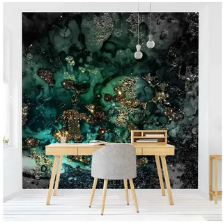 Bilderdepot24 Vliestapete Abstrakt Goldene Meeres-Inseln Abstrakt Tapete Wanddeko Modern Kunst, Glatt, Matt, (Vliestapete inkl. Kleister oder selbstklebend), Wohnzimmer Schlafzimmer Küche Flur Fototapete Motivtapete Wandtapete schwarz 0.96 m x 0.96 m