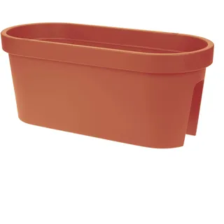 Spetebo Balkon Geländer Blumenkasten oval 60 cm - Terracotta - Kunststoff Pflanztopf zum Einhängen - Garten Blumentopf Pflanz Blumen Schale zum Hängen