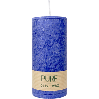 100% PURE, OLIVE WAX, vegane Stumpenkerze, Nachtblau, WENZEL, 130/60 mm, Brenndauer ca. 40h