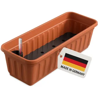 Alpfa Blumenkasten Balkonkasten mit Wasserspeicher, 100cm, Terra