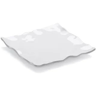 Q Squared - Ruffle Square Teller, flach, 27 x 27 cm, weiß, Melamin