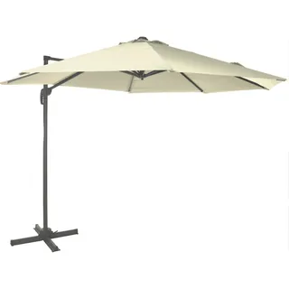 GreenGarden® Ampel Sonnenschirm 300 cm rund schwenkbar mit Fuss hellgrau