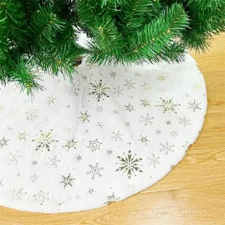 Wambere Plüsch Weihnachtsbaum Rock Teppich Weihnachten Rund Weihnachtsbaumständerhüllen Weihnachtsbaumdecke Christbaumdecke Weihnachtsbaumschmuck Christbaumschmuck Weihnachtsschmuck,Gold B,50cm