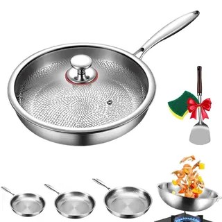 Kovali Titan Bratpfanne, Upgrade Titan Pfanne Unbeschichtet, 26/28/30 cm kovali pfanne titan, Premium-Pfanne Kratzfest Ultra-Durable Non Stick Bratpfanne mit Deckel für Die Küche Kochen (30CM)