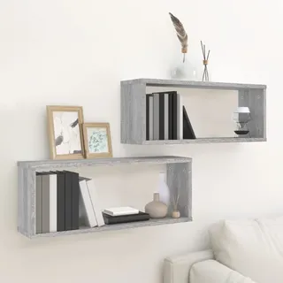 Xichuzi Würfelregale 2 STK Bücherregal Schwebend, Regalbrett, Regal Klein, Schubladenregal, Wandregal, Hausregal, Regal Schmal, Hängeregal, Grau Sonoma 60x15x23 cm Holzwerkstoff