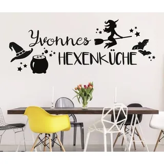 tjapalo® S-pkm81 140x47 cm Wandtattoo Küche Esszimmer Wandtatoo Hexenküche Kochen Hexe Zauberküche Wandtattoo mit Namen