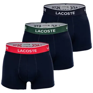 Lacoste Trunks unifarben Blau / Grün / Rot M 3er Pack