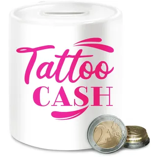Spardose - Spardosen - Tattoo Cash Geschenk Sparen - Unisize - Weiß - für Studio Kasse Geld Geschenkideen Money gutscheine geldgeschenk Dich