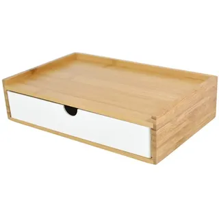 Desktop Schubladenbox Holz, Aufbewahrungsbox mit Schubladen Vintage Schmuckkästchen Holzkästchen Holzbox mit Schubfach Organizer Holz Tischkommode zur Aufbewahrung (Weiß, 1 Stöckig)