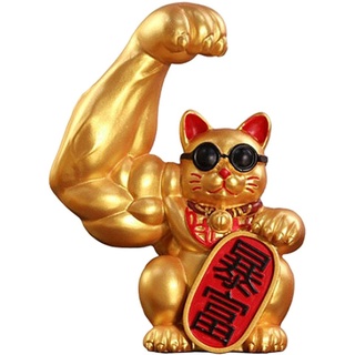 LOVIVER Gold Winkekatze, China Deko Glücksbringer Glückskatze Maneki Neko Lucky Cat Figur Sammlerfiguren Ornament für Wohnkultur Auto Laden Geschäfte Hotel - Richtig reich