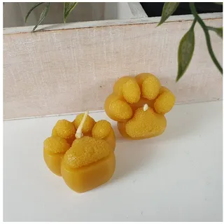 Aspinaworld Bienenwachskerze Pfoten Teelicht Kerzen 2er Set 2,5 cm – Kerzen aus Bienenwachs gelb