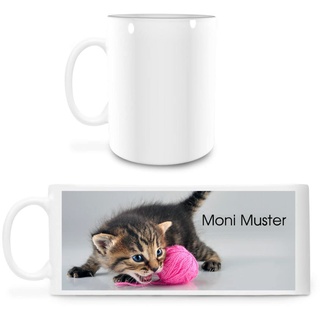 Manutextur Tasse mit Namen - personalisiert - Motiv Katze 01 - viele Farben & Motive - weiß - persönliches Geschenk mit Wunsch-Motiv und Wunsch-Name