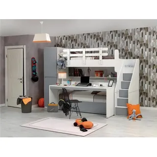 JV Möbel Etagenbett Kinderzimmer-Set 96 x 190 x 208 cm Holz weiß