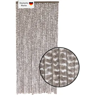 Lemodo Flauschvorhang 90x200cm taupe-weiß meliert, Fliegenschutz, Türvorhang Wohnwagen