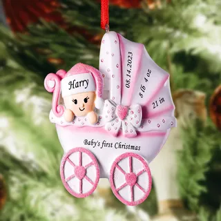 iDIY Weihnachtskugeln mit Namen und Datum - Erstes Weihnachten Baby - Christbaumkugel personalisiert - Weihnachtskugel selber gestalten