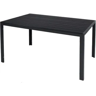 Mojawo Wetterfester Aluminium Gartentisch anthrazit/schwarz Esstisch Gartenmöbel Tischplatte WPC Holzimitat witterungsbeständig, Maße Tische:125cm x 70cm