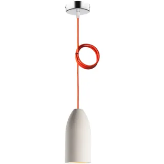 Buchenbusch urban design Pendelleuchte einflammig light edition 7,5 x 16 cm, Wohnzimmerlampe hängend mit Textilkabel Orange