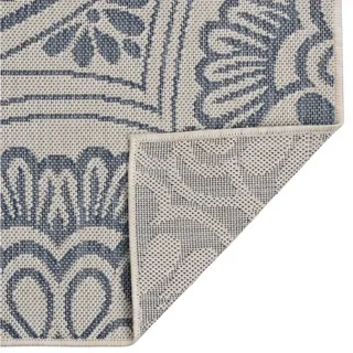 vidaXL Outdoor-Teppich Flachgewebe 100x200 cm Blaues Muster
