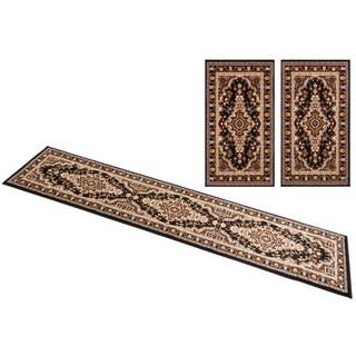 Bettumrandung HOME AFFAIRE "Oriental" Gr. B/L (Brücke): 60 cm x 110 cm (2 St.) B/L (Läufer): 60 cm x 320 cm (1 St.), rechteckig, braun Bettumrandungen Läufer-Set, Kurzflor, Orient-Optik, mit Bordüre, pflegeleicht, elegant