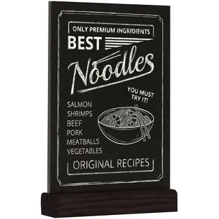Europel Kreidetafel Tischaufsteller, A6, Hochformat, Sockel aus Kiefernholz mit mattschwarzer Oberfläche, doppelseitig, für wasserbasierte Marker, für Restaurants, Hotels, Konferenzen, Festivals