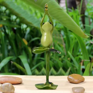 Deko Garten Figur Frosch, Yoga Frosch Figuren Gartendeko für Draußen, Tiere Ornament Gartenfigur für Außen, Frösche Deko Harz Statue Miniteich Teichdeko, Lustige Geschenke für Frauen Kinder Mädchen