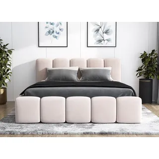 mebloland Polsterbett SONIC OM mit Bettkasten und Lattenrost. - 90x200 - beige